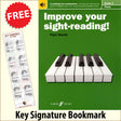 front cover of Improve Your Sight-Reading Piano Grade 2 together with free Piano Clef bookmark