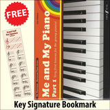 front cover of Me and My Piano Part 1 together with free Piano Clef bookmark