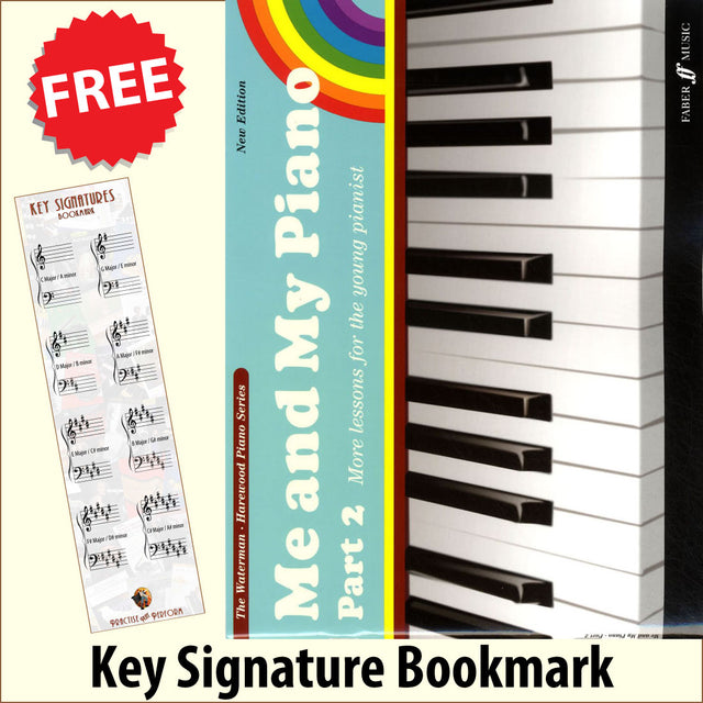 front cover of Me and My Piano Part 2 together with free Piano Clef bookmark