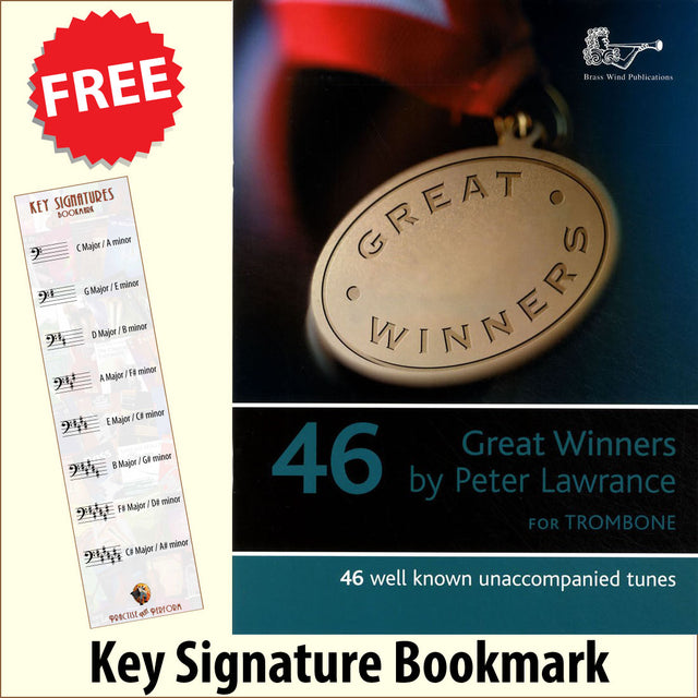 front cover of Great Winners Trombone Bass Clef Book Only together with free Bass Glef bookmark