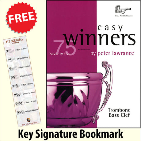 front cover of Easy Winners Trombone Bass Clef Book Only together with free Bass Glef bookmark