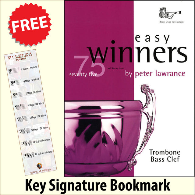 front cover of Easy Winners Trombone Bass Clef Book Only together with free Bass Glef bookmark