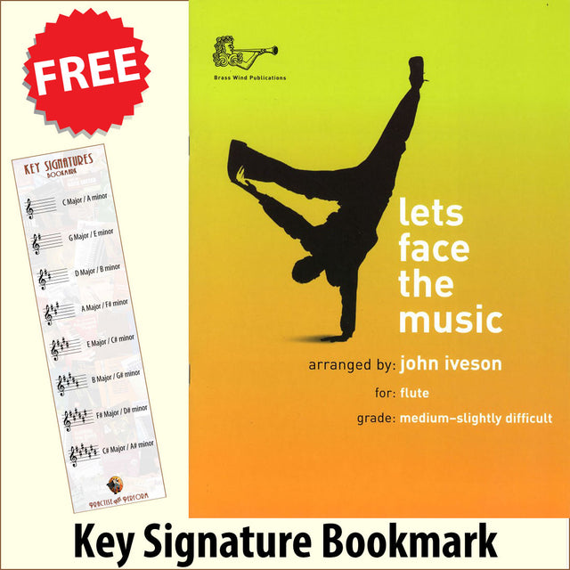 front cover of Lets Face the Music Flute Book Only together with free Treble Clef bookmark