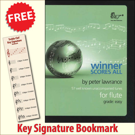 front cover of Winner Scores All Flute Book Only together with free Treble Clef bookmark