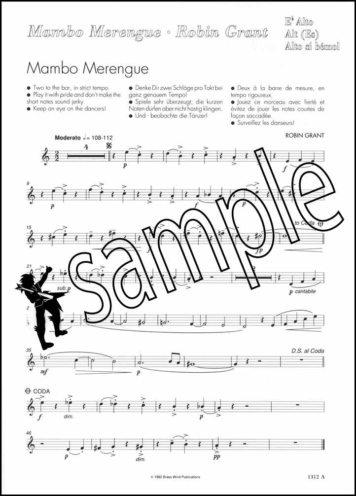 1st sample page from Mambo Merengue for Alto Saxophone by Robin Grant