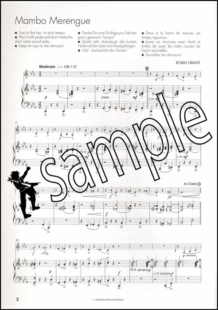 2nd sample page from Mambo Merengue for Alto Saxophone by Robin Grant