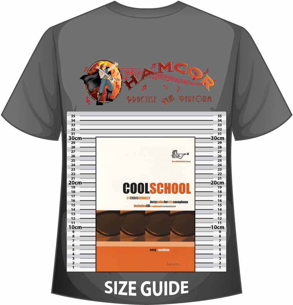 front cover of Cool School for Alto Saxophone Book/CD by Chris Gumbley on a size guide