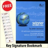 front cover of Winner Scores All Trumpet Horn Baritone Book Only together with free Treble Clef bookmark