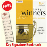 front cover of Easy Winners for Trumpet Euphonium Trombone Book/CD together with free Treble Clef bookmark