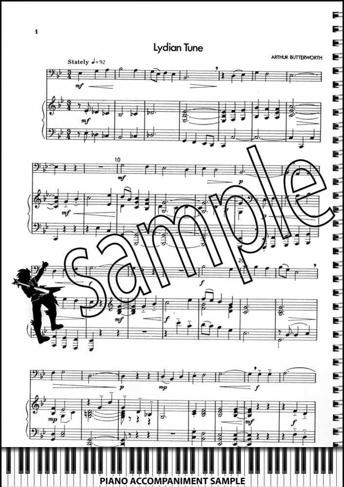 piano accompaniment sample page from Up Front Album for Trombone Book 1 Bass Clef