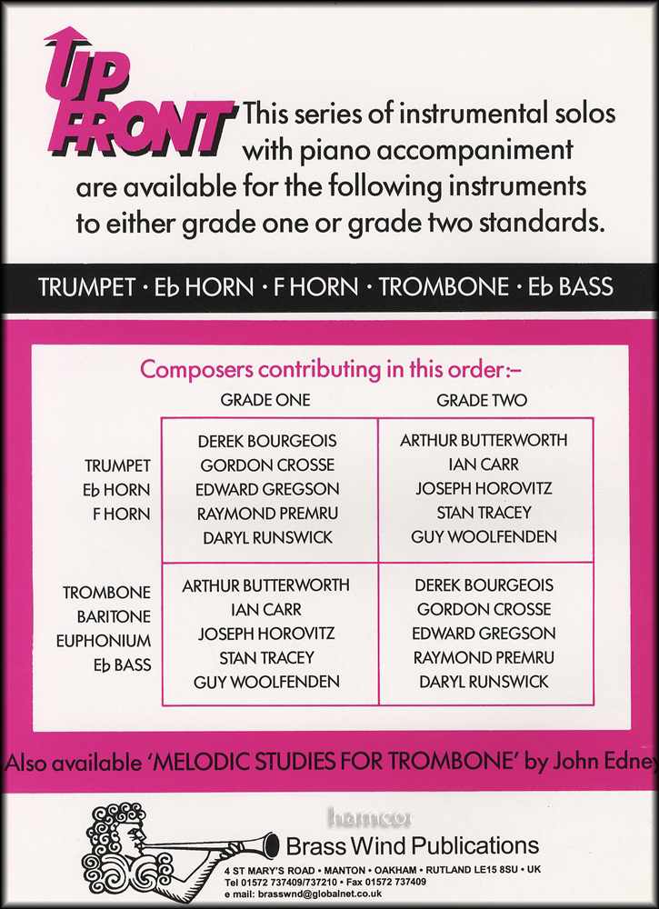 back cover of Up Front Album for Trombone Book 2 Treble Clef