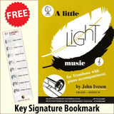 front cover of A Little Light Music for Trombone Treble Clef by John Iveson together with free Treble Clef bookmark