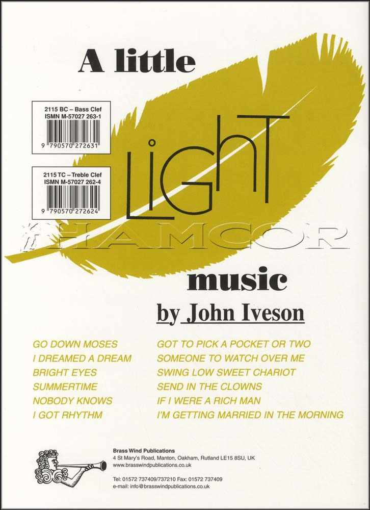 back cover of A Little Light Music for Trombone Bass Clef by John Iveson