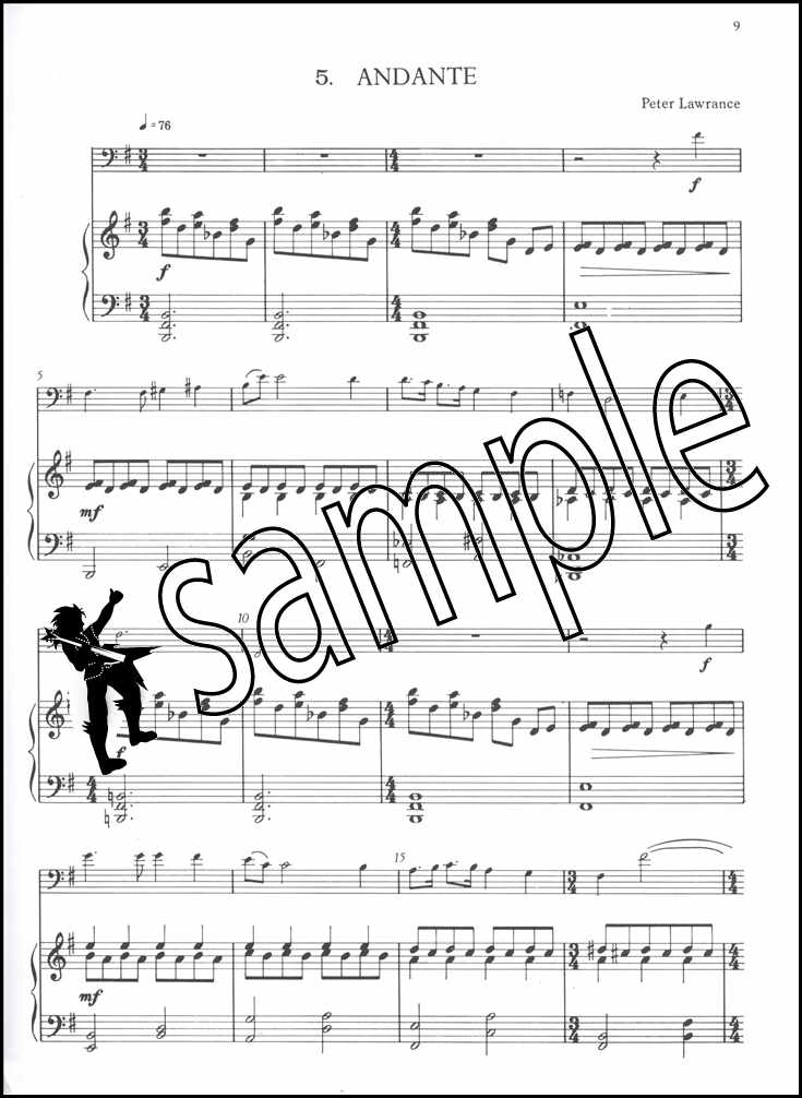 2nd sample page from Badinage for Trombone / Euphonium Bass Clef by Peter Lawrance