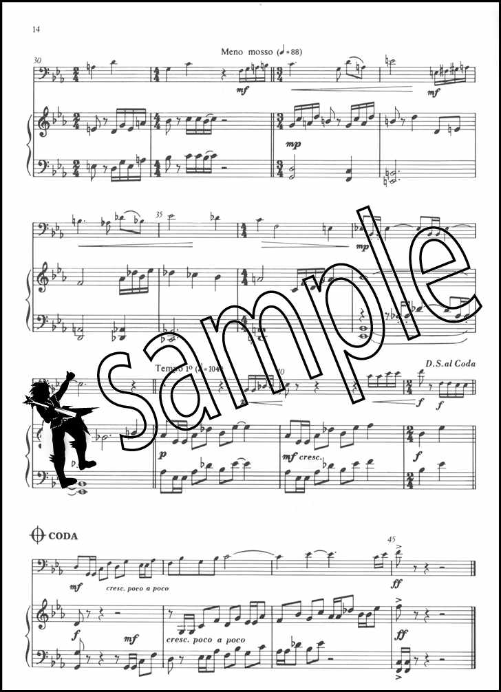 3rd sample page from Badinage for Trombone / Euphonium Bass Clef by Peter Lawrance