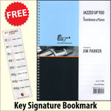 front cover of Jazzed Up Too for Trombone Bass Clef by Jim Parker together with free Bass Glef bookmark