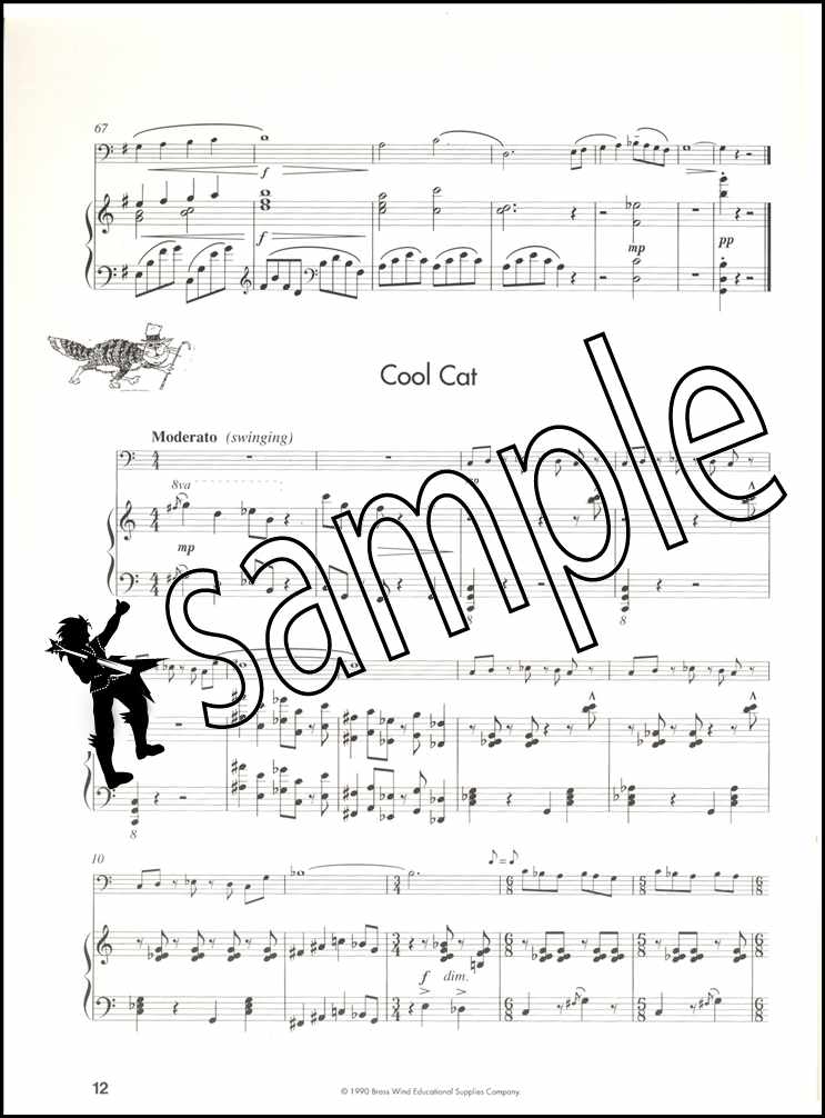 3rd sample page from Cool Cat & Friends for Trombone / Euphonium Treble Clef by Gordon Carr