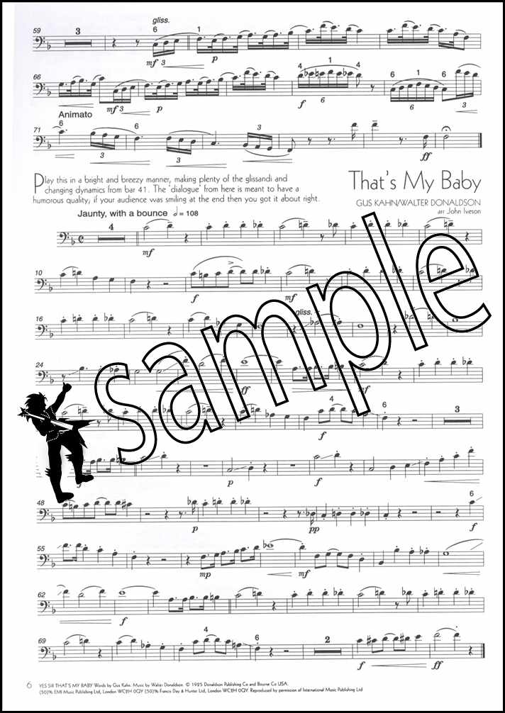 3rd sample page from The Sunny Side of the Street for Trombone / Euphonium Bass Clef