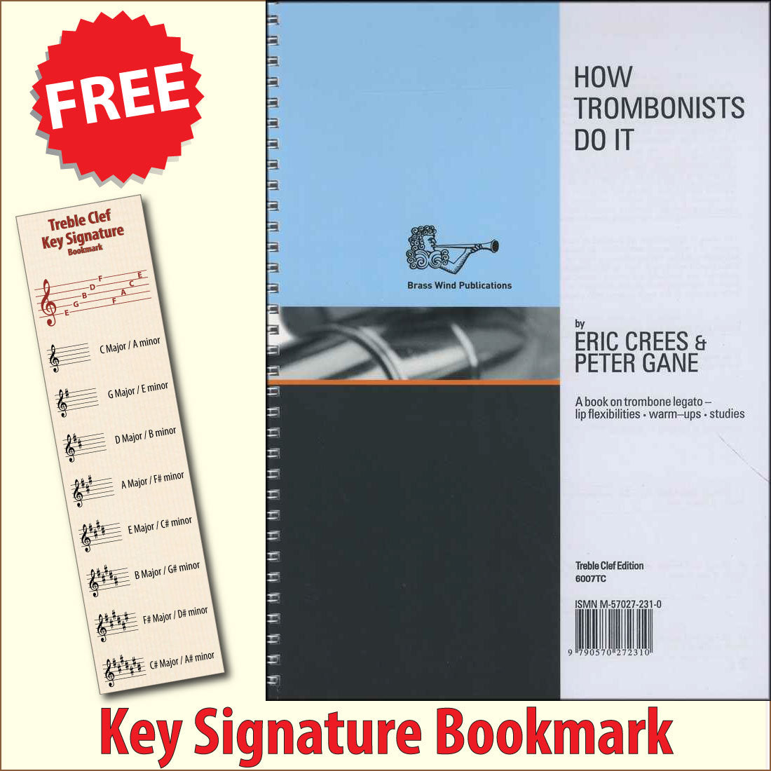 front cover of How Trombonists Do It Treble Clef together with free Treble Clef bookmark