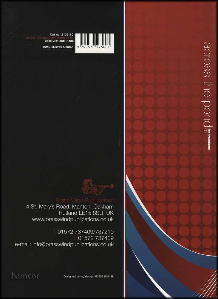 back cover of Across the Pond 1 for Trombone Bass Clef Book Only by Jim McMillen