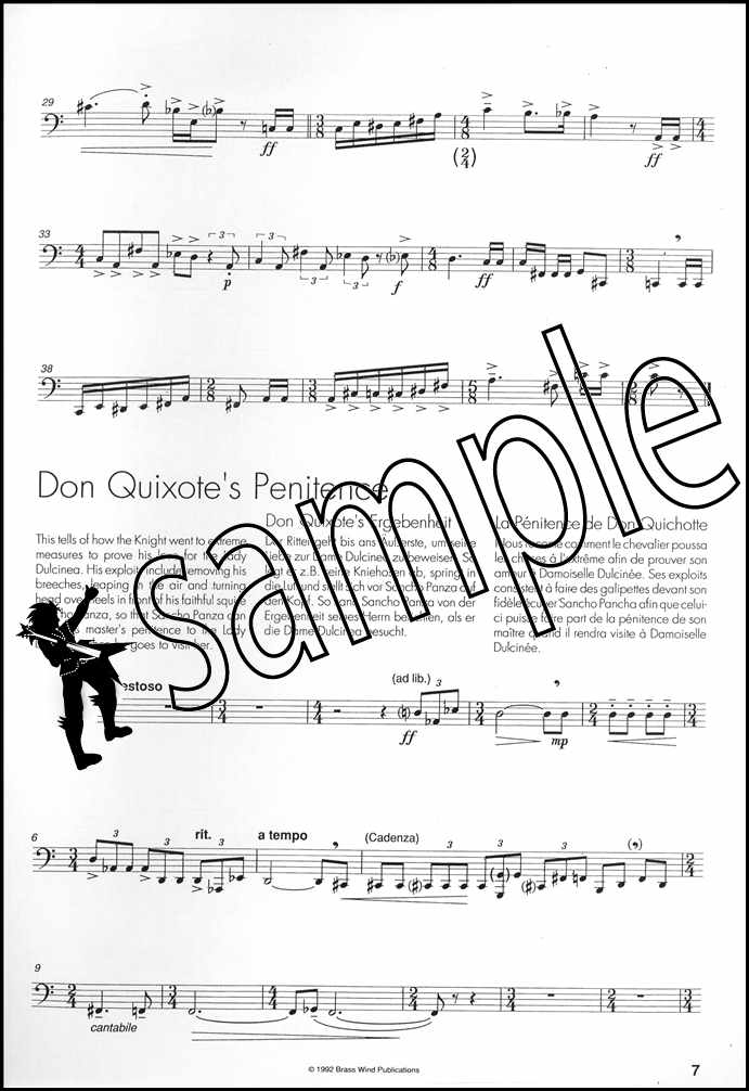 2nd sample page from Sketches from Don Quixote for Tuba Bass Clef by Nigel Clarke