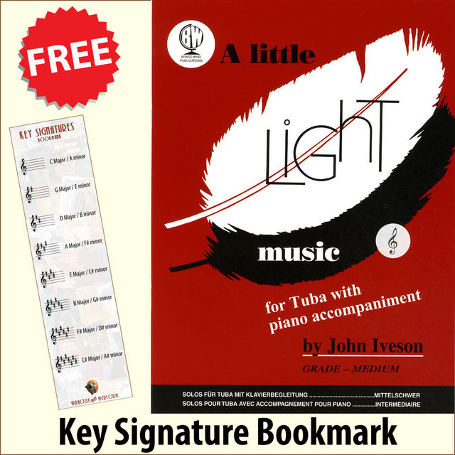 front cover of A Little Light Music for Tuba Treble Clef by John Iveson together with free Treble Clef bookmark