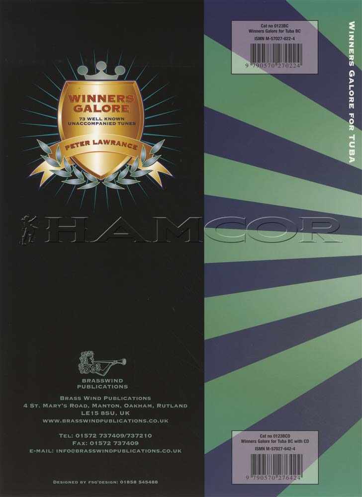 back cover of Winners Galore for Tuba Bass Clef Book Only