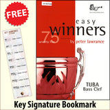 front cover of Easy Winners for Tuba Bass Clef Book/CD together with free Bass Glef bookmark
