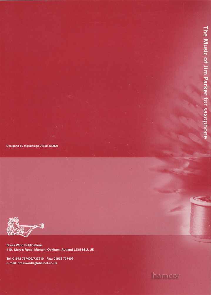 back cover of The Music of Jim Parker for Alto Saxophone