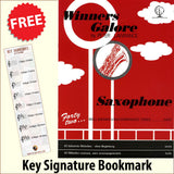 front cover of Winners Galore for Saxophone together with free Treble Clef bookmark