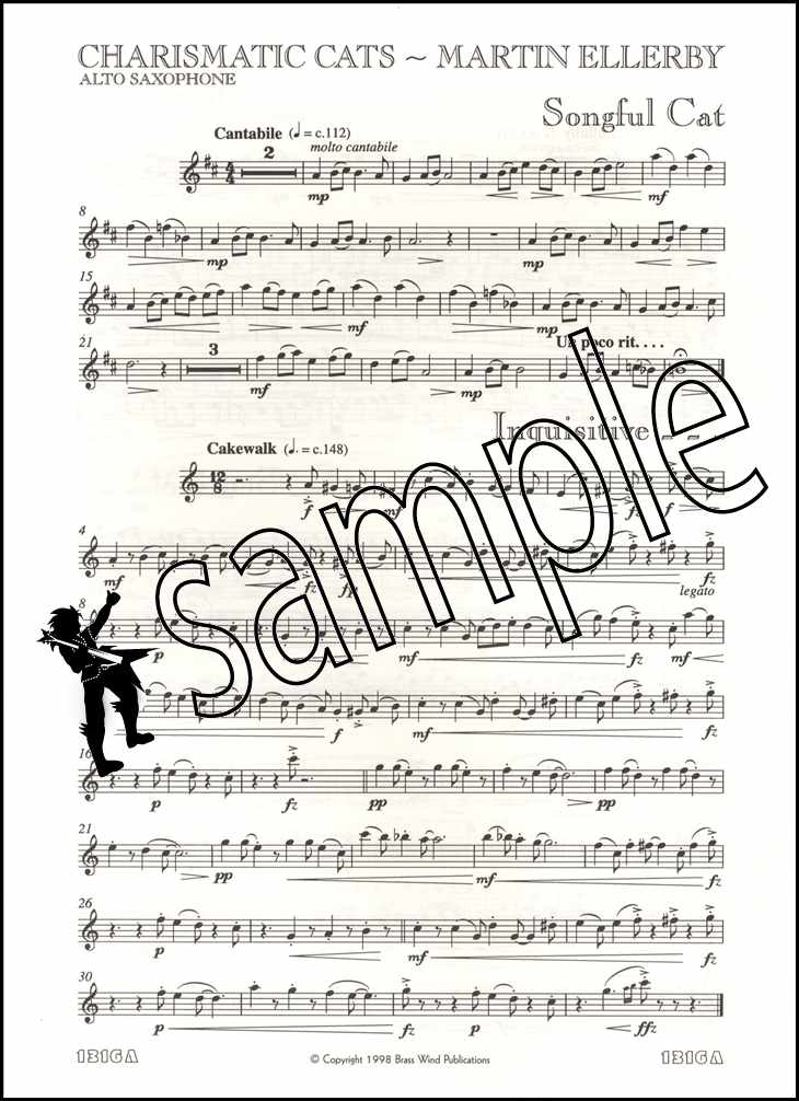 1st sample page from Charismatic Cats for Alto Saxophone by Martin Ellerby