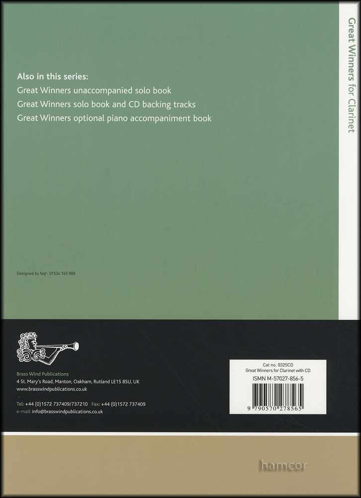 back cover of Great Winners for Clarinet Book/CD