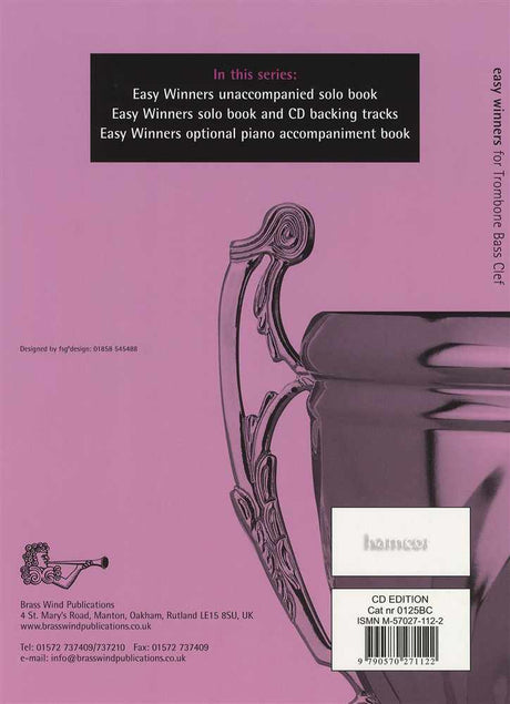 back cover of Easy Winners for Trombone Bass Clef Book/CD
