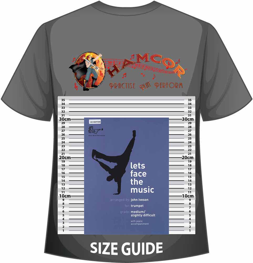 front cover of Lets Face the Music for Trumpet Book/CD on a size guide