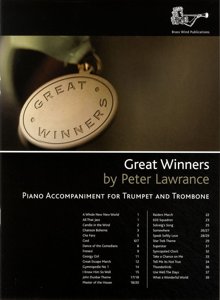 front cover of Great Winners Piano Accompaniment for Trumpet Trombone