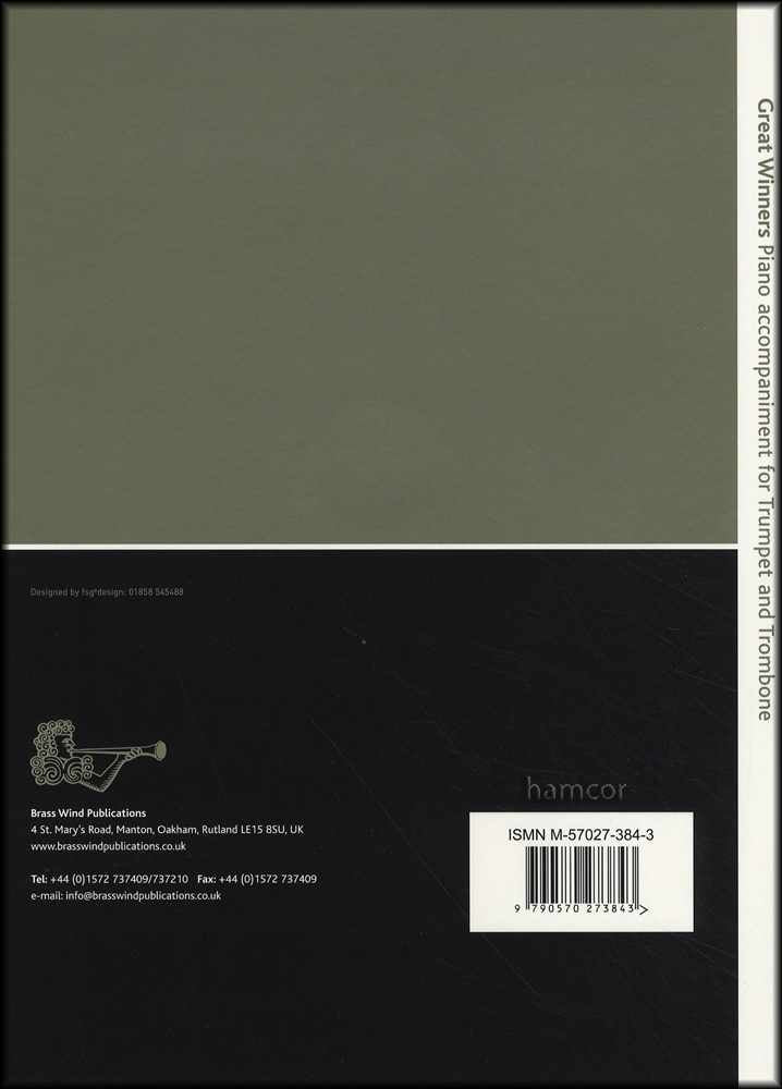 back cover of Great Winners Piano Accompaniment for Trumpet Trombone