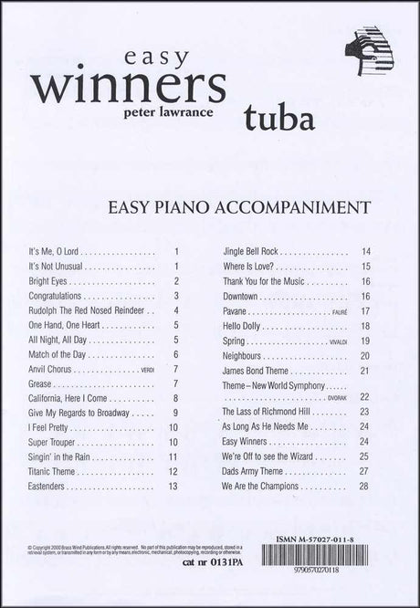 front cover of Easy Winners Piano Accompaniment for Tuba