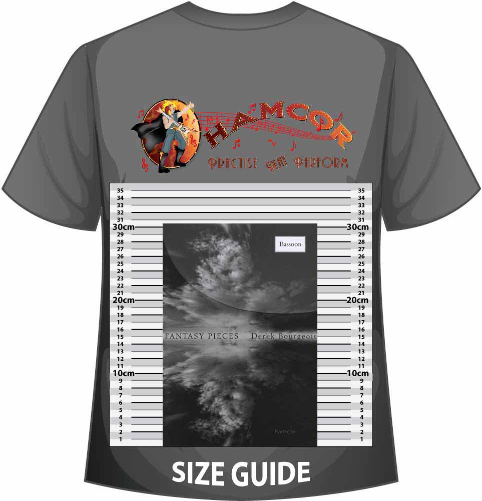 front cover of Fantasy Pieces for Bassoon by Derek Bourgeois on a size guide