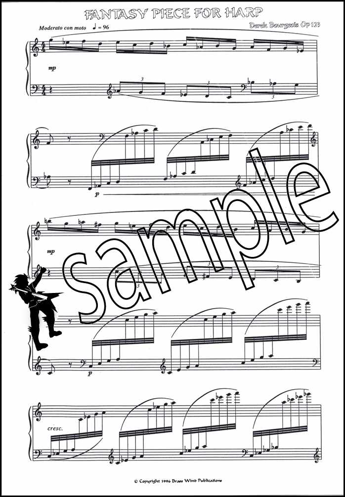 1st sample page from Fantasy Pieces for Harp by Derek Bourgeois