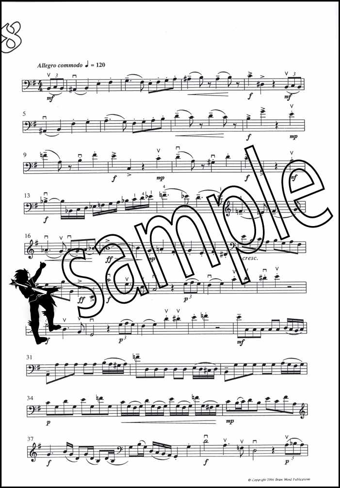 3rd sample page from Fantasy Pieces for Double Bass by Derek Bourgeois