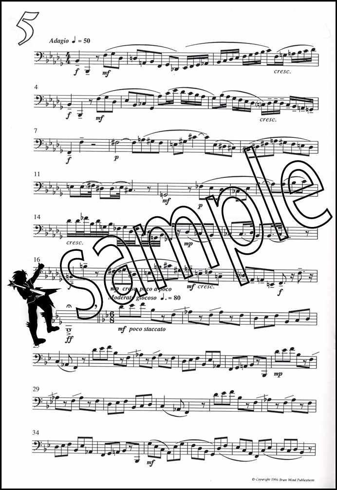 1st sample page from Fantasy Pieces for Bass Trombone by Derek Bourgeois