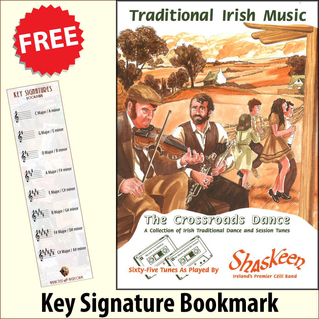 front cover of Shaskeen The Crossroads Dance together with free Treble Clef bookmark