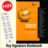 front cover of Winner Scores All Piano Accompaniment for Trumpet/Trombone together with free Piano Clef bookmark