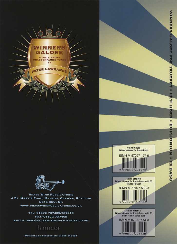 back cover of Winners Galore Trumpet Euphonium Trombone Book/CD