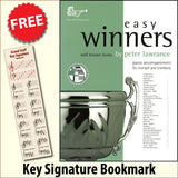 front cover of Easy Winners Piano Accompaniment for Trumpet & Trombone together with free Grand Staff bookmark