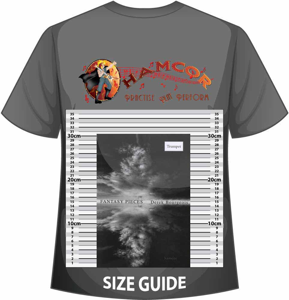 front cover of Fantasy Pieces for Trumpet by Derek Bourgeois on a size guide