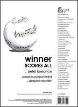 front cover of Winner Scores All Piano Accompaniment for Descant Recorder