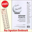 front cover of Winner Scores All Piano Accompaniment for Descant Recorder together with free Grand Staff bookmark