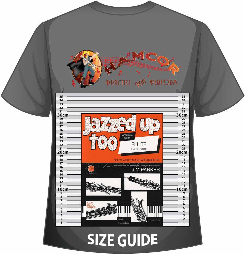 front cover of Jazzed Up Too for Flute by Jim Parker on a size guide