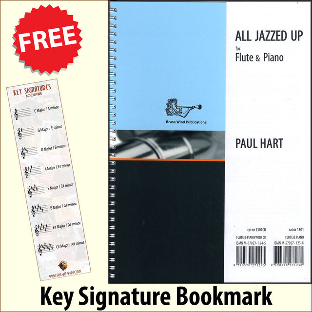 front cover of All Jazzed Up for Flute Book Only together with free Treble Clef bookmark